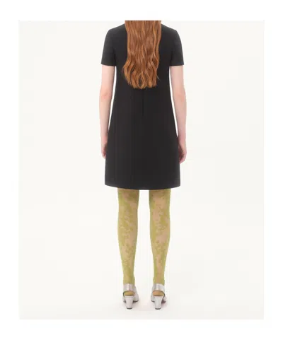 Valentino Wool-silk Leopard-tie Mini Dress In Black