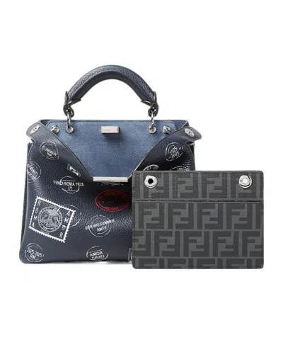 Fendi Midnight Blue Printed Leather Bag