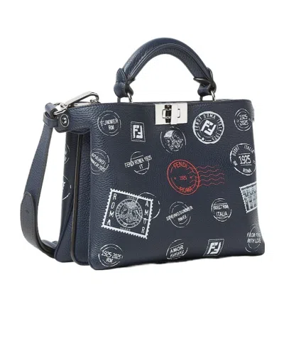Fendi Midnight Blue Printed Leather Bag