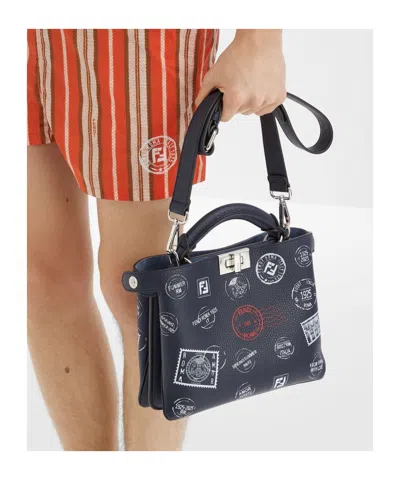Fendi Midnight Blue Printed Leather Bag
