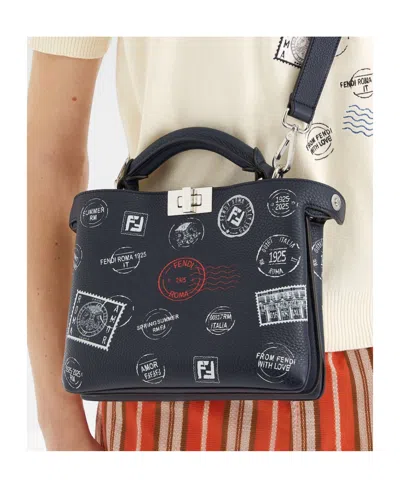 Fendi Midnight Blue Printed Leather Bag