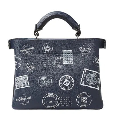 Fendi Midnight Blue Printed Leather Bag
