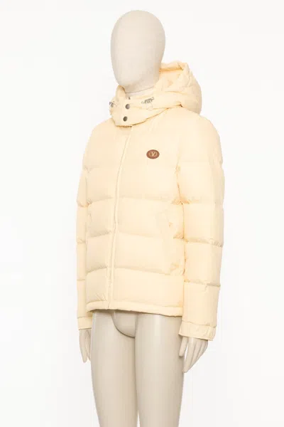 Valentino Hooded Quilted Down Jacket And Pockets In Neutral
