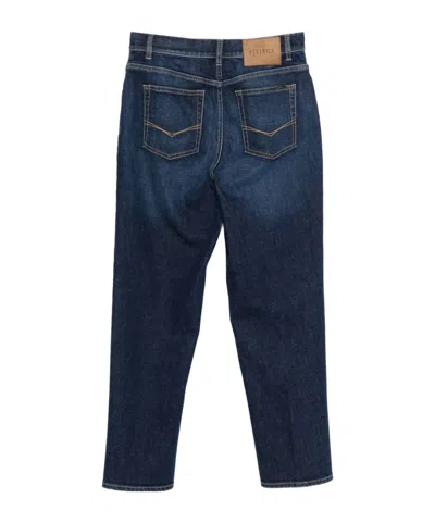 Peserico Embossed Patch Denim Jeans In Blue