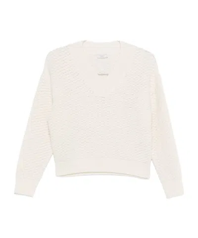 Peserico V-neck Knitted Sweater In Neutral