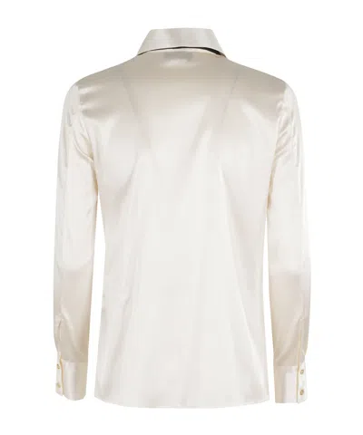 Elisabetta Franchi Long-sleeve Satin-finish Shirt With Classic Collar In White