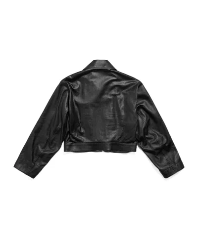 Balenciaga Cropped Leather Jacket In Black