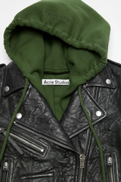 Acne Studios Leather Jacket In Green