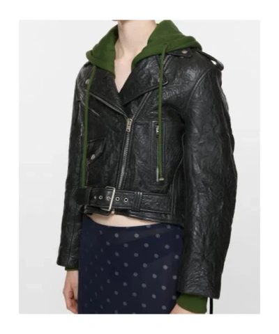 Acne Studios Leather Jacket In Green