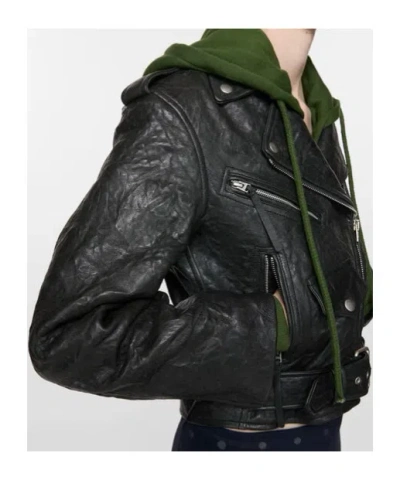 Acne Studios Leather Jacket In Green