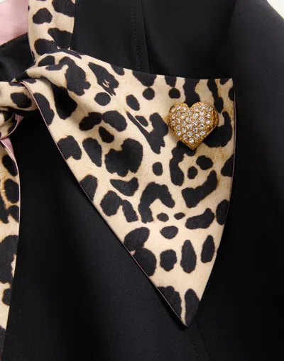 Valentino Womens Nero Animalier Embellished Long-sleeves Wool And Silk Midi Dress In Black