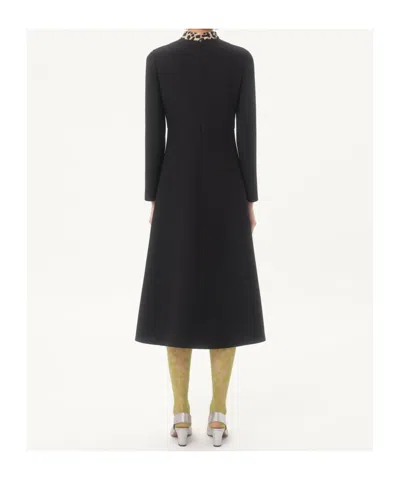 Valentino Womens Nero Animalier Embellished Long-sleeves Wool And Silk Midi Dress In Black