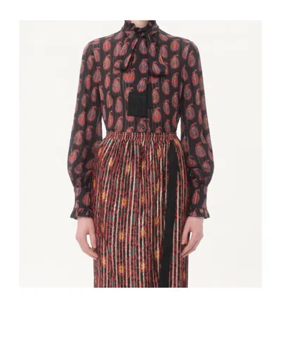 Valentino Printed Silk Blouse In Black