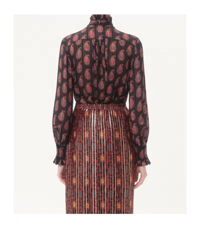 Valentino Printed Silk Blouse In Black