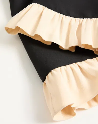 Valentino Womens Navy Betulla Ruffled V-neck Wool And Silk Midi Dress In Black