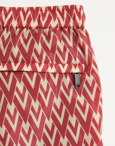 Valentino Nylon Swimsuit With Toute La V Print In Red
