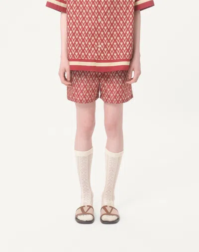 Valentino Nylon Swimsuit With Toute La V Print In Red
