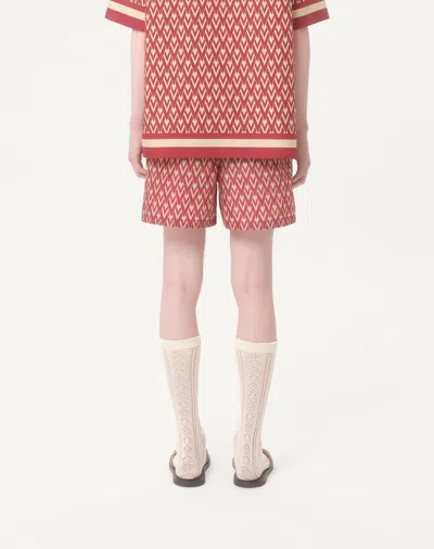 Valentino Nylon Swimsuit With Toute La V Print In Red