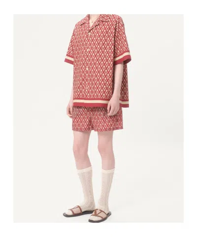 Valentino Nylon Swimsuit With Toute La V Print In Red