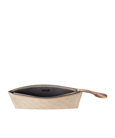 Fendi Ff Medium Flat Pouch In Neutral