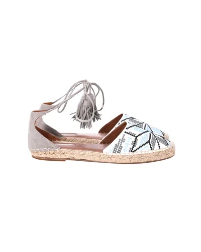 Aquazzura Embroidered Tassel Espadrille Flats In Multicolor Canvas And Suede