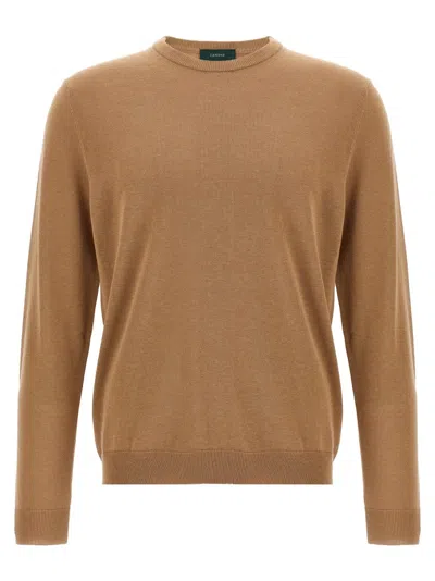 Zanone Crew Neck Cotton Sweater With Ribbed Cuffs