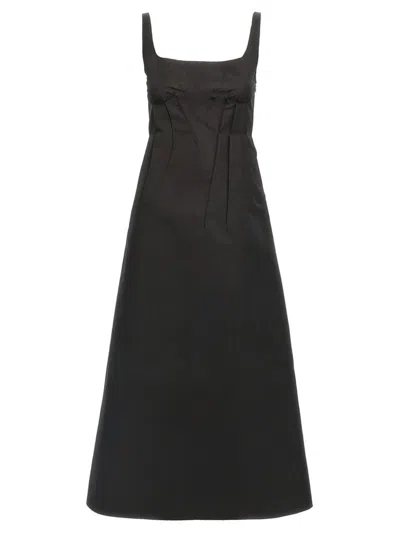 Marni Trapeze Midi Dress With Structured Bustier In Black