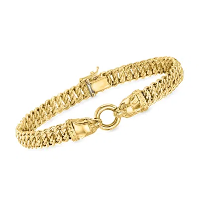 Ross-simons Italian 14kt Yellow Gold Americana-link Double Panther Head Bracelet