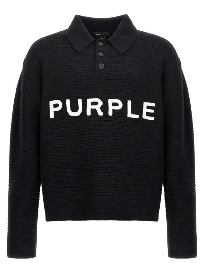 Purple Logo Embroidery Sweater Sweaters And Cardigans Black In Black