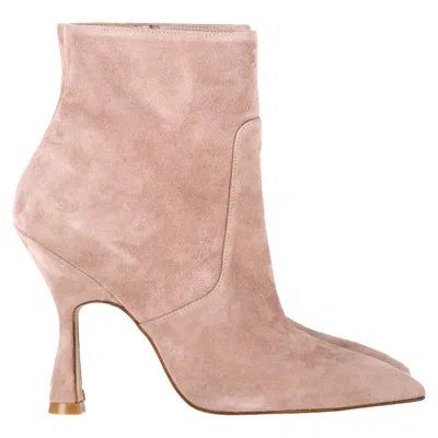 Stuart Weitzman Parton Ankle Boots In Pink Suede