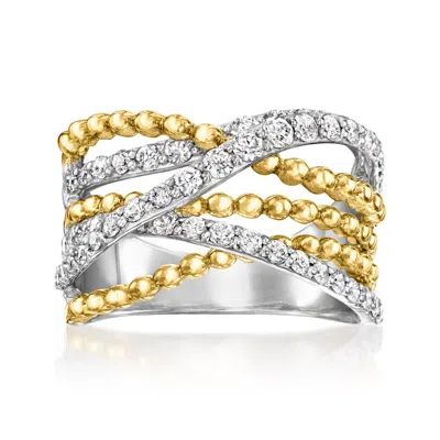 Ross-simons Lab-grown Diamond Highway Ring In Sterling Silver And 18kt Gold Over Sterling