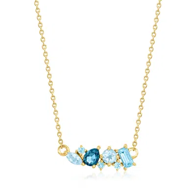 Rs Pure By Ross-simons Tonal Blue Topaz Necklace In 14kt Yellow Gold