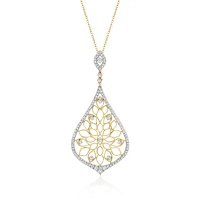 Ross-simons Diamond Openwork Pendant Necklace In 18kt Gold Over Sterling