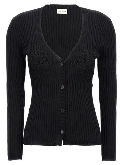 Magda Butrym Ribbed Cotton Cardigan With Macramé Detail