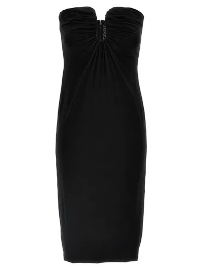 Pinko Fitted Black Stretch Viscose Midi Dress In Black