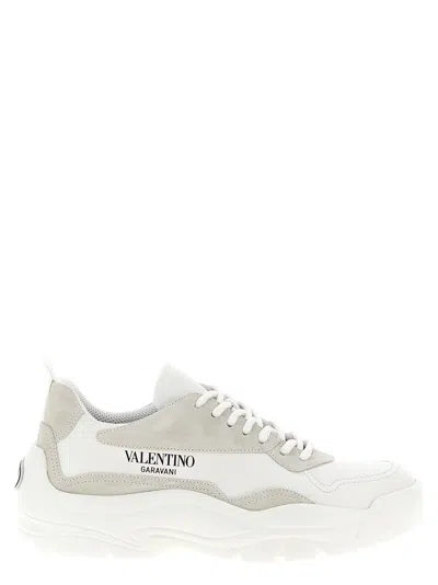 Valentino Two-tone Leather And Suede Gumboy Sneakers In White