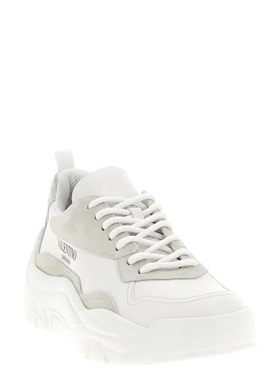 Valentino Two-tone Leather And Suede Gumboy Sneakers In White