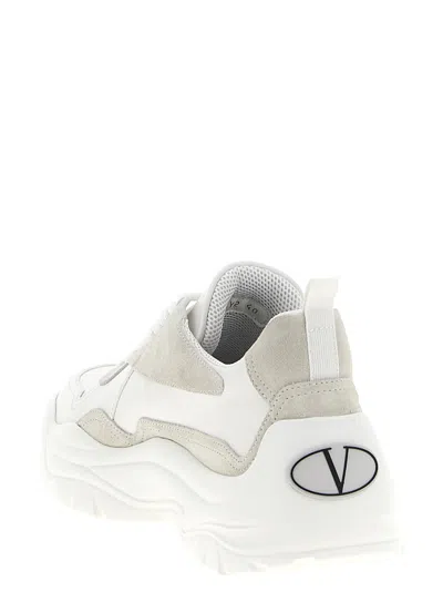 Valentino Two-tone Leather And Suede Gumboy Sneakers In White
