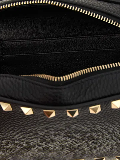 Valentino Black Rockstud Mini Crossbody Bag In Black
