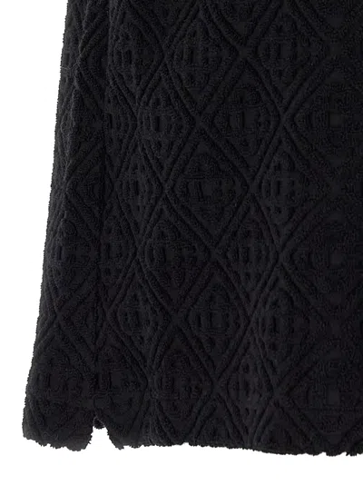 Casablanca Black Shirt With Classic Lapels And All-over Embossed Monogram In Black