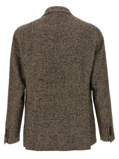 Tagliatore Textured Brown Double-breasted Wool Blend Blazer