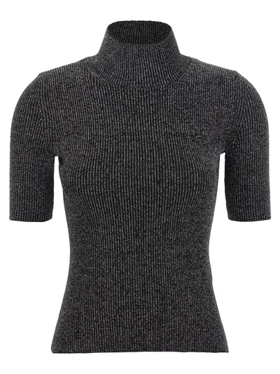 Missoni Silver Roll-neck Sweater In Black
