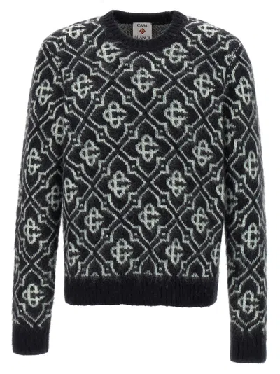 Casablanca Black Mohair Blend Monogrammed Sweater Men In Black