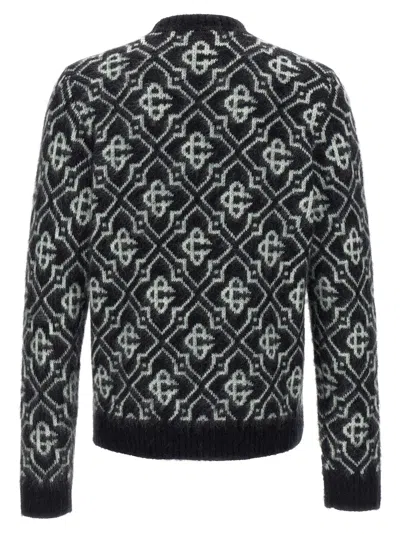 Casablanca Black Mohair Blend Monogrammed Sweater Men In Black