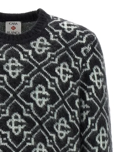 Casablanca Black Mohair Blend Monogrammed Sweater Men In Black