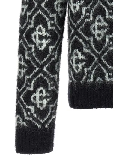 Casablanca Black Mohair Blend Monogrammed Sweater Men In Black