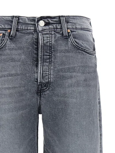 Mother Wide Leg Stretch Cotton Jeans In Blue