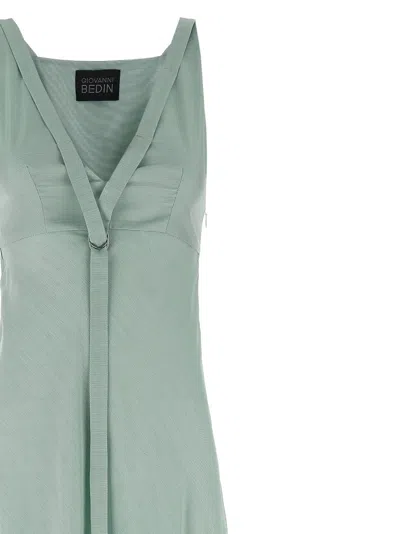 Giovanni Bedin Green Striped Dress In Green