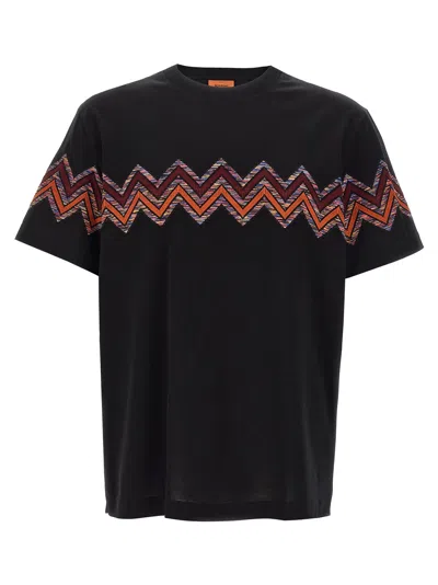 Missoni T-shirt With Maxi Chevron Insert In Black