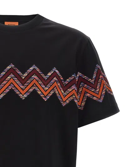 Missoni T-shirt With Maxi Chevron Insert In Black
